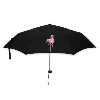 Flamingo Rotwein - Regenschirm (klein) - Schwarz - Vorne