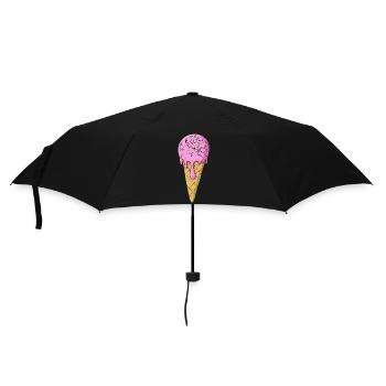Eis | Rosa Pink Eiscreme mit Streusel | Icecream - Regenschirm (klein) - Schwarz - Vorne