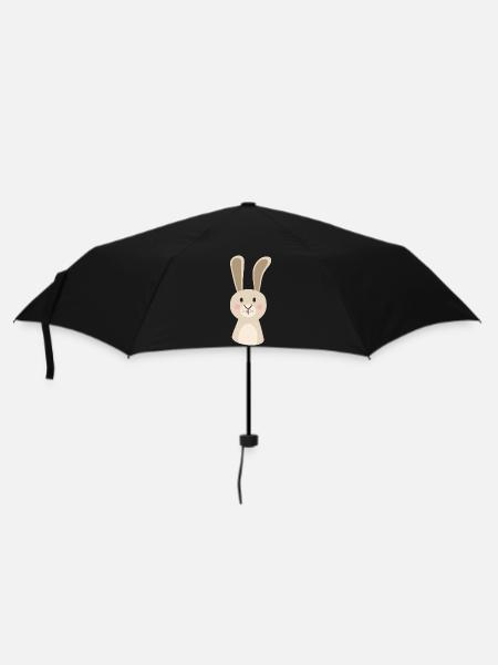 mignon lapin sautant imprimé de dessin animé - Parapluie standard - noir