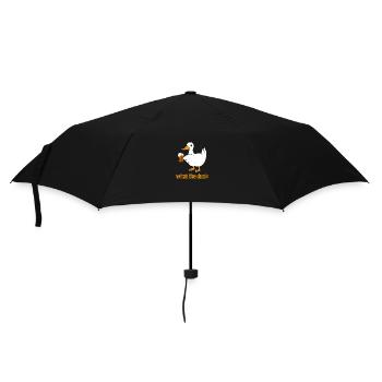Ente mit Bier What the duck - Regenschirm (klein) - Schwarz - Vorne