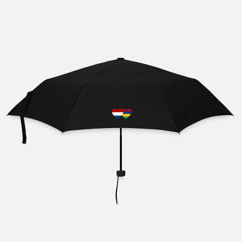 Cœur de drapeau de l’île Maurice en Hollande - Parapluie standard - noir