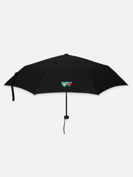 Kasachstan Aserbaidschan Flagge Herz - Regenschirm (klein) - Schwarz