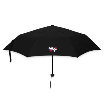 Czech Republic Dominican Republic Flag Heart - Umbrella (small) - black - Front