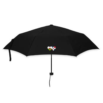 Wales Dominican Republic Flag Heart - Umbrella (small) - black - Front