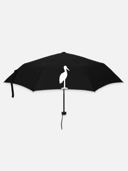 Storch Klapperstorch Adebar Geschenk Baby - Regenschirm (klein) - Schwarz