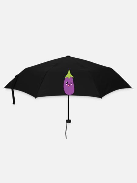 Aubergine Gemüse Kostüm Fasching Karneval - Regenschirm (klein) - Schwarz