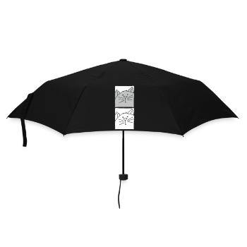 katze grau und weiss - Regenschirm (klein) - Schwarz - Vorne