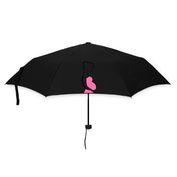 Schwangere Silhouette - Regenschirm (klein) - Schwarz - Vorne
