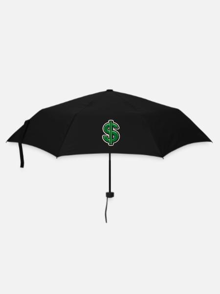 Grüner Dollar-Patch Stickerei - Regenschirm (klein) - Schwarz