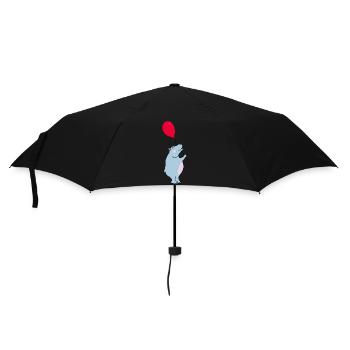 Blauer Hippo mit Ballon - Regenschirm (klein) - Schwarz - Vorne
