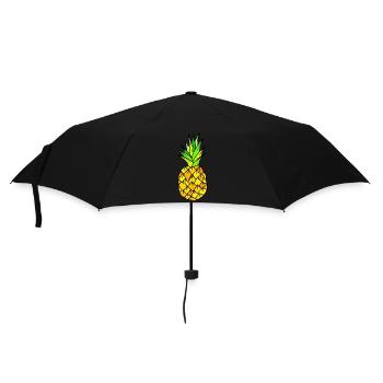 Neon Ananas Pop Art Motiv - Regenschirm (klein) - Schwarz - Vorne