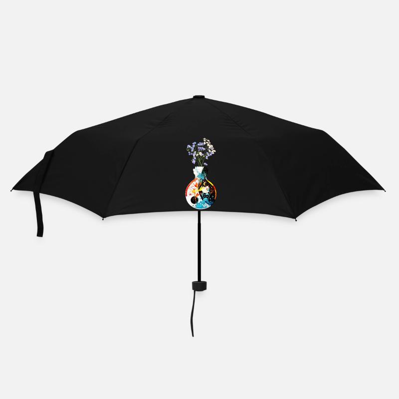 A Magic Bottle - Yin Yang - with Flowers - Regenschirm (klein) - Schwarz