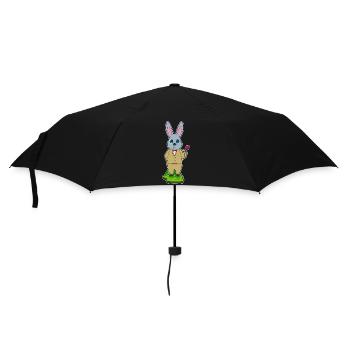 Hase Bräutigam Anzug Hochzeit - Regenschirm (klein) - Schwarz - Vorne