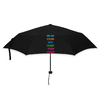 Urlaub Strand Meer Palmen Ferien Sommer Spruch - Regenschirm (klein) - Schwarz - Vorne