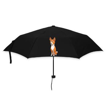 Curious Basenji Tilting Head Listening Intently - Umbrella (small) - black - Front