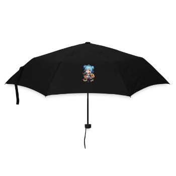 Mädchen mit Blumen - Regenschirm (klein) - Schwarz - Vorne