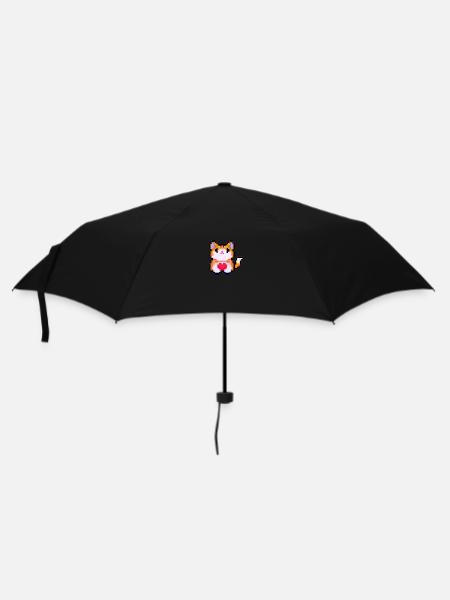 Pixelart Cat with Heart - Umbrella (small) - black