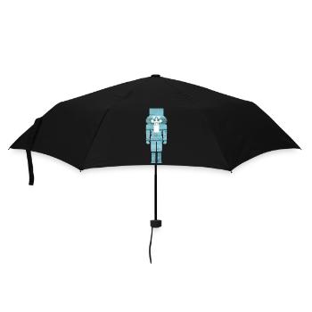 Nutcracker Wood Light Blue Grain Christmas - Umbrella (small) - black - Front