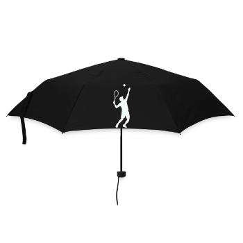 Tennis silhouette in jump - Umbrella (small) - black - Front