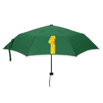 Zahl 1 - Eins - Gewinner - Erster -Sieger - Regenschirm (klein) - Flaschengrün - Vorne