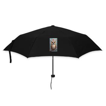 Verliebte Eule - Regenschirm (klein) - Schwarz - Vorne