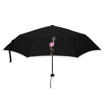 Flamant rose sorcière d’Halloween - Parapluie standard - noir - Devant