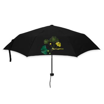 Ginkgo branch made of leaf lines in soft green tones - Umbrella (small) - black - Front