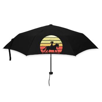 Sonnenuntergang Reiterin auf Pferd - Regenschirm (klein) - Schwarz - Vorne