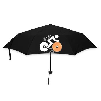 DJ Figure avec disques et notes musicales - Parapluie standard - noir - Devant