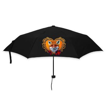 Wonderful fox head with heart - Umbrella (small) - black - Front