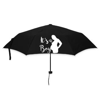 Schwangerschaft Babyparty Babyshower Boy Girl - Regenschirm (klein) - Schwarz - Vorne