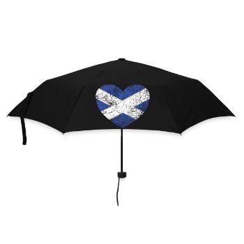 Vintage Scottish Heart Flag, Saltire - Umbrella (small) - black - Front