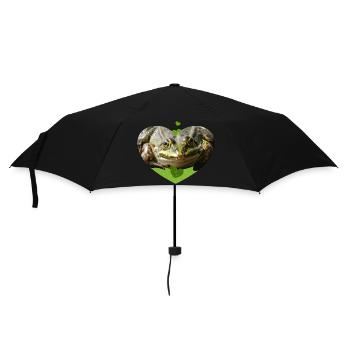 Frosch Kröte Frösche Prinz - Regenschirm (klein) - Schwarz - Vorne