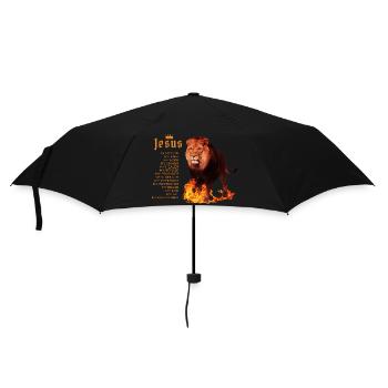 Lion Christian Jesus Is My God King, Lord, and - Umbrella (small) - black - Front