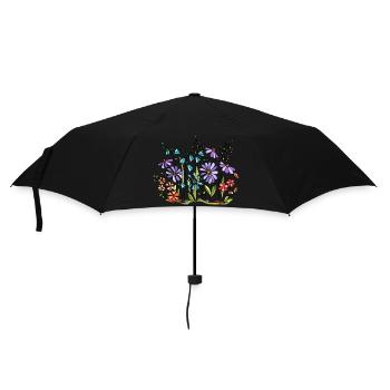 Blumen - Regenschirm (klein) - Schwarz - Vorne