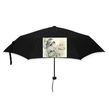 2 Vögel auf einem Zweig - Regenschirm (klein) - Schwarz - Vorne
