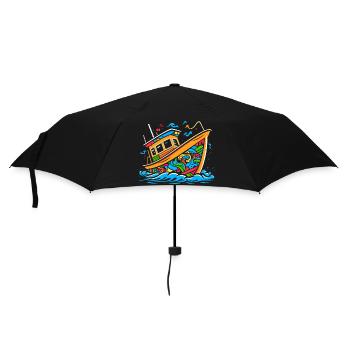 Pop Art Doodle Boat - Vibrant Caricature - Umbrella (small) - black - Front