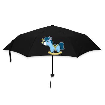 Süßes Schaukelpferd - Regenschirm (klein) - Schwarz - Vorne