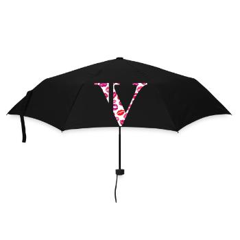 Lettre v bisous - Parapluie standard - noir - Devant