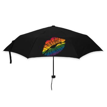 Smooch rainbow Lipstick Kiss Mark Love Statement - Umbrella (small) - black - Front