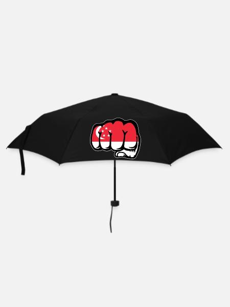 Singapur Flagge Faust Hand - Regenschirm (klein) - Schwarz