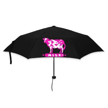 Pinke Kawaii Kuh - Regenschirm (klein) - Schwarz - Vorne