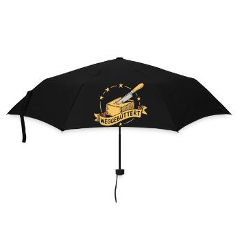 Witziges Weggebuttert - Regenschirm (klein) - Schwarz - Vorne