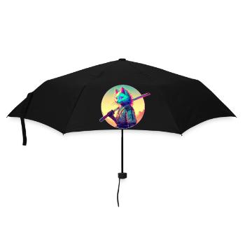 Cyberpunk Cat Samurai Anime - Umbrella (small) - black - Front