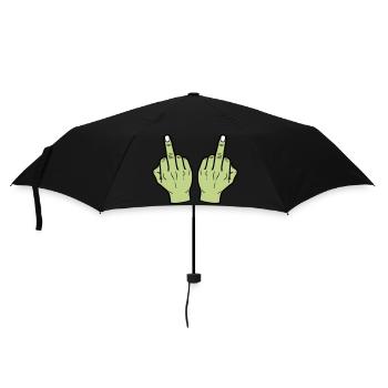 Mittelfinger Hand - Regenschirm (klein) - Schwarz - Vorne