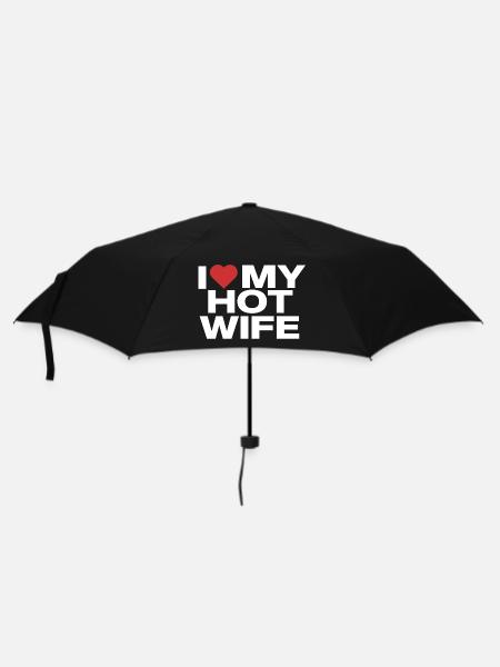I Love My Hot Wife - Regenschirm (klein) - Schwarz