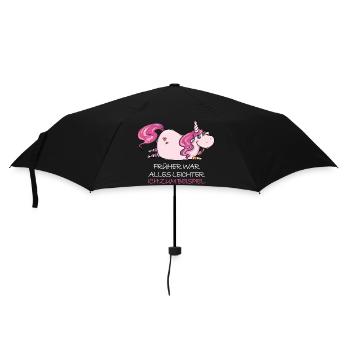Lustige Dickes Einhorn Spruch Molliges Einhorn - Regenschirm (klein) - Schwarz - Vorne
