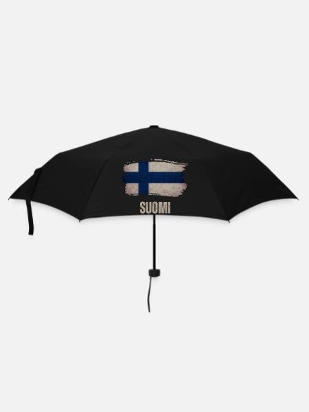 Drapeau grunge de la Finlande, vintage Finlande - Parapluie standard - noir