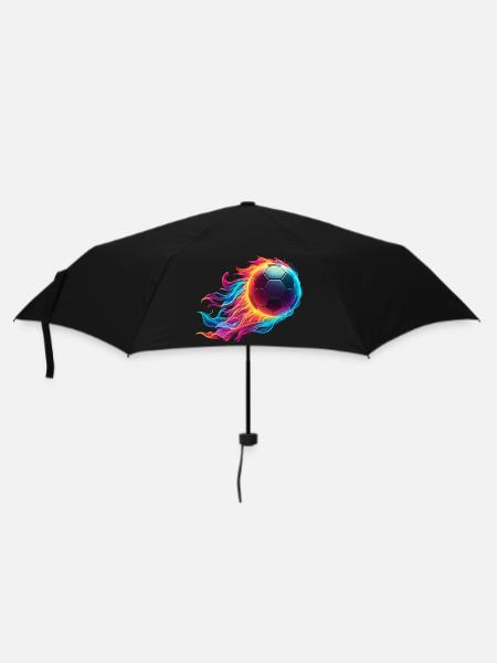 Fiery Football - Soccer Ball Fire - Umbrella (small) - black