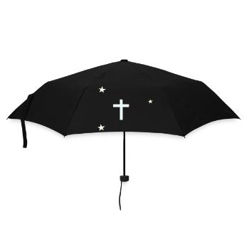 Himmlisches Kreuz mit Sternen - Regenschirm (klein) - Schwarz - Vorne